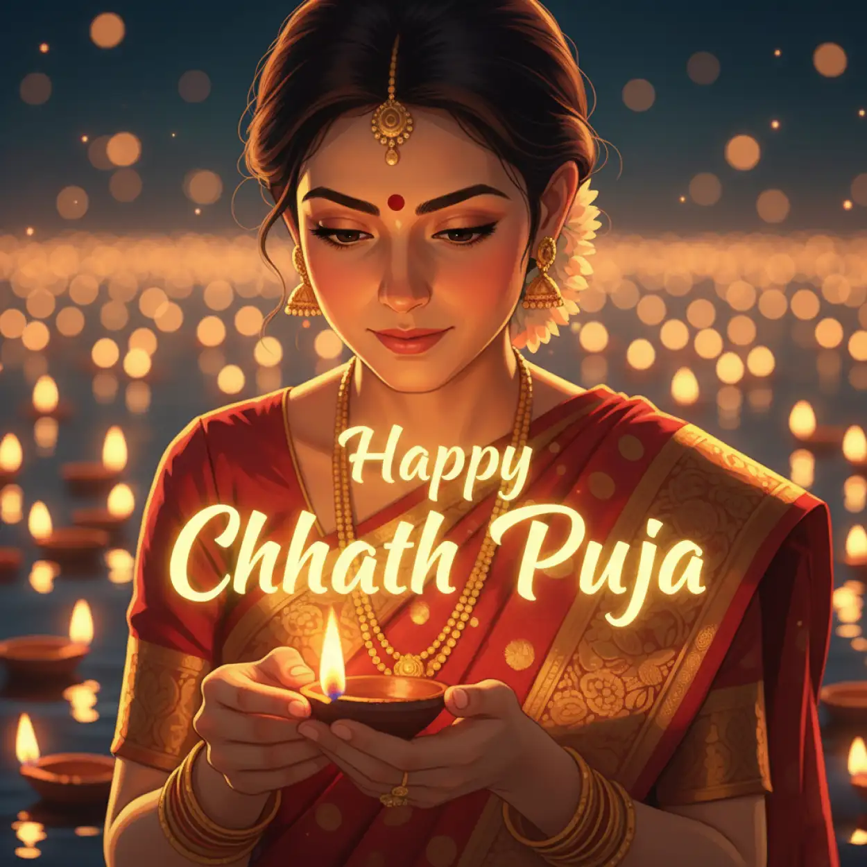 Free Download Happy Chhath Puja Greetings With Indian Cultural Art - High Quality Happy Chhath Puja Greetings Image