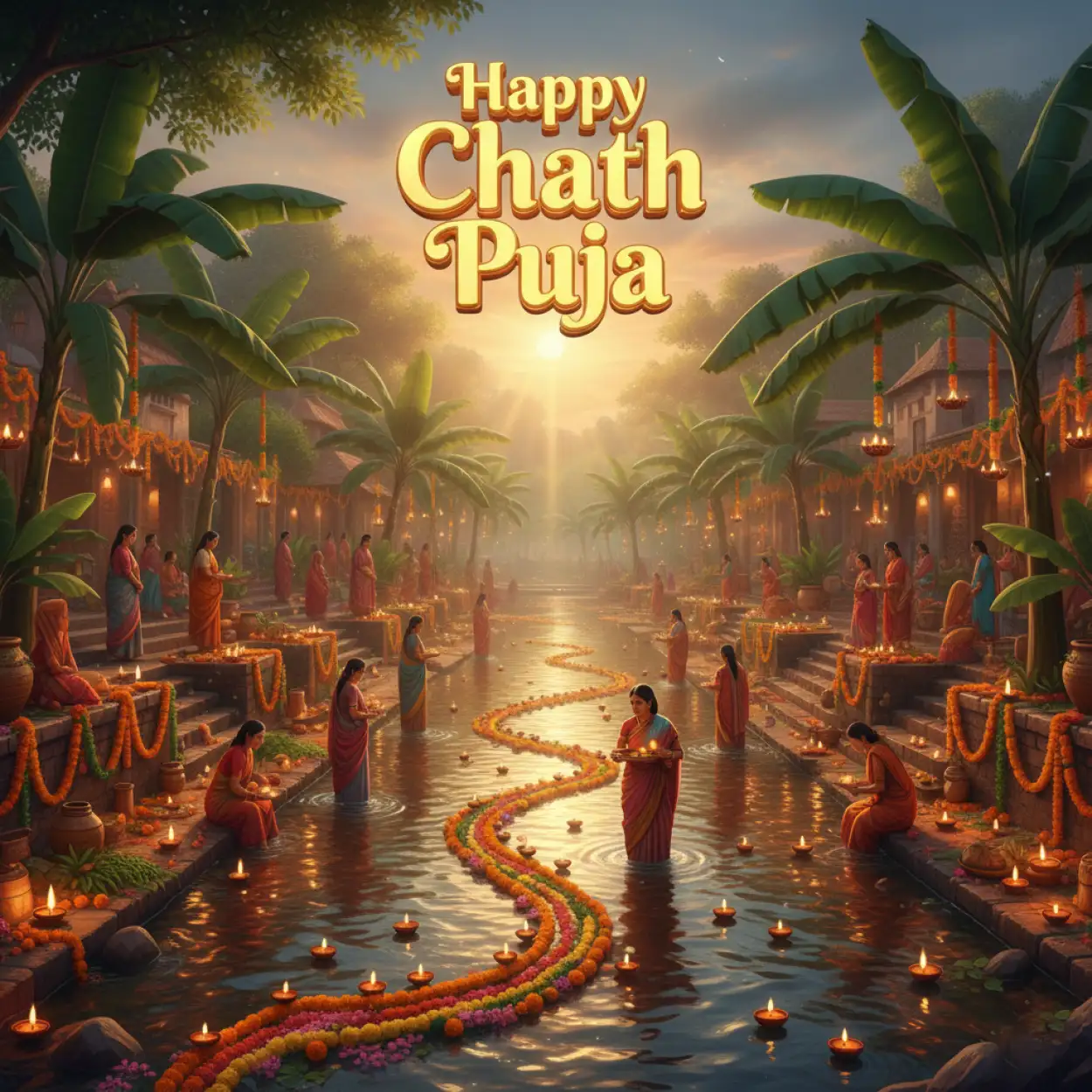 Free Download Happy Chhath Puja Greetings With Name Edit Online - High Quality Happy Chhath Puja Greetings Background