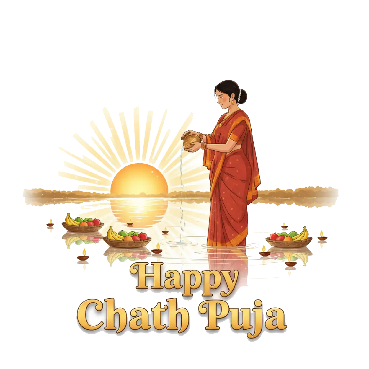 Free Download Happy Chhath Puja Png In Hindi Text - High Quality Happy Chhath Puja Png PNG Image
