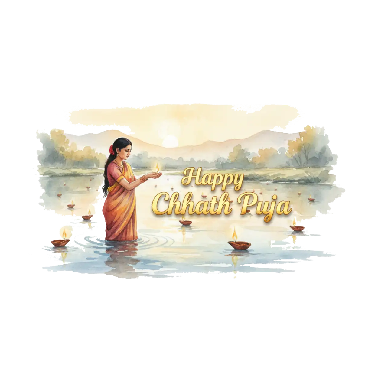 Free Download Happy Chhath Puja Png With Ganga River - High Quality Happy Chhath Puja Png PNG Image