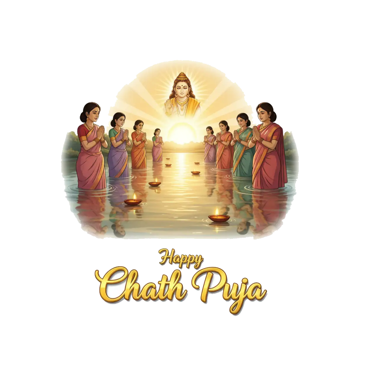 Free Download Happy Chhath Puja Png With Sun Rising - High Quality Happy Chhath Puja Png Transparent PNG