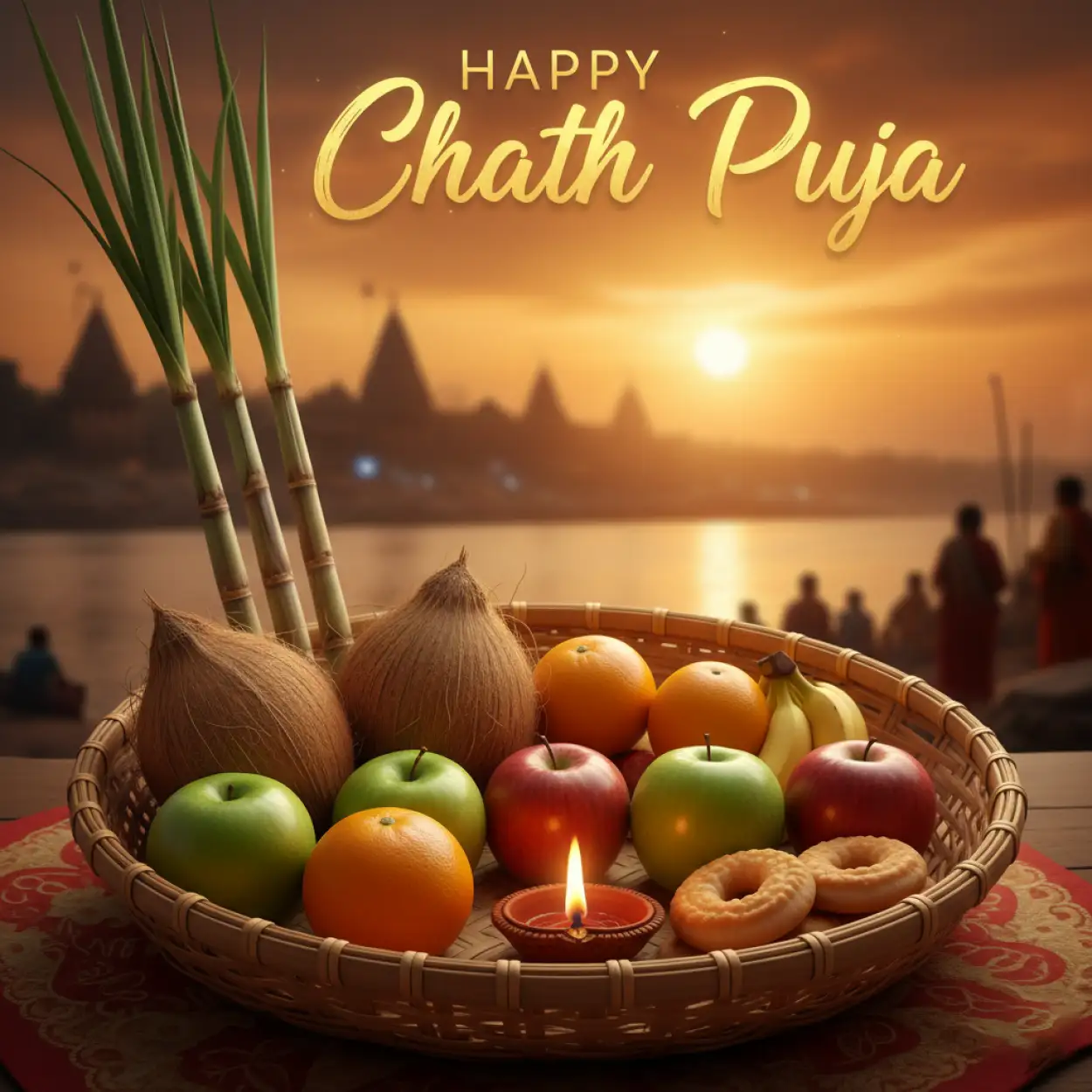 Free Download Happy Chhath Puja Wishes With Ganga River Image - High Quality Happy Chhath Puja Wishes Image