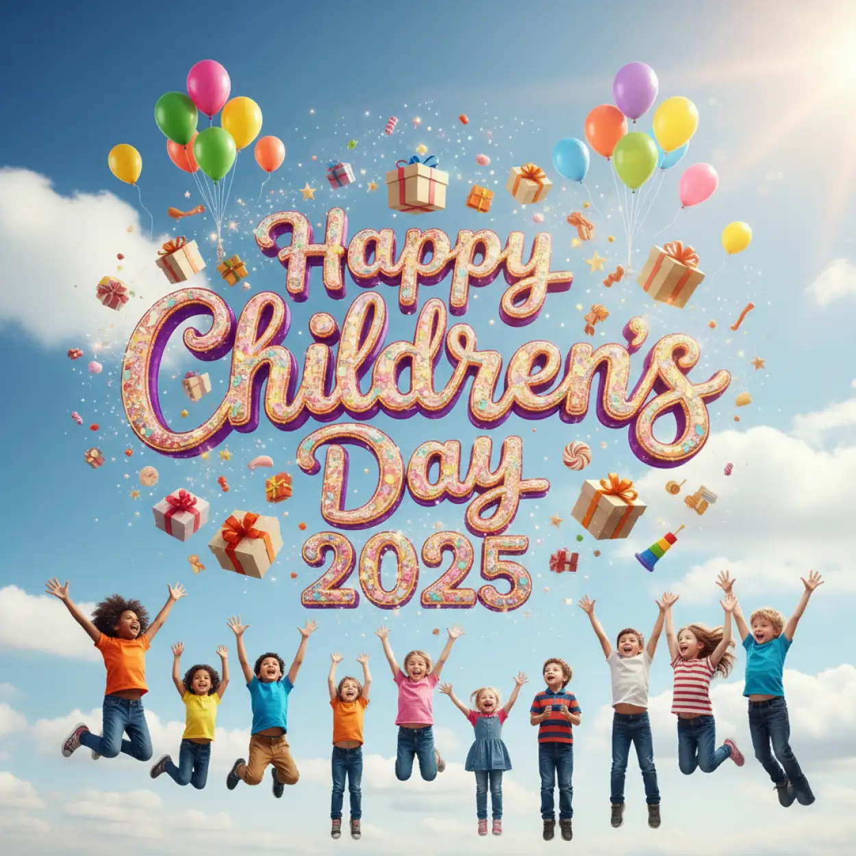 Free Download Happy Childrens Day 2025 3d Text Design Png - High Quality Happy Childrens Day 2025 Transparent PNG