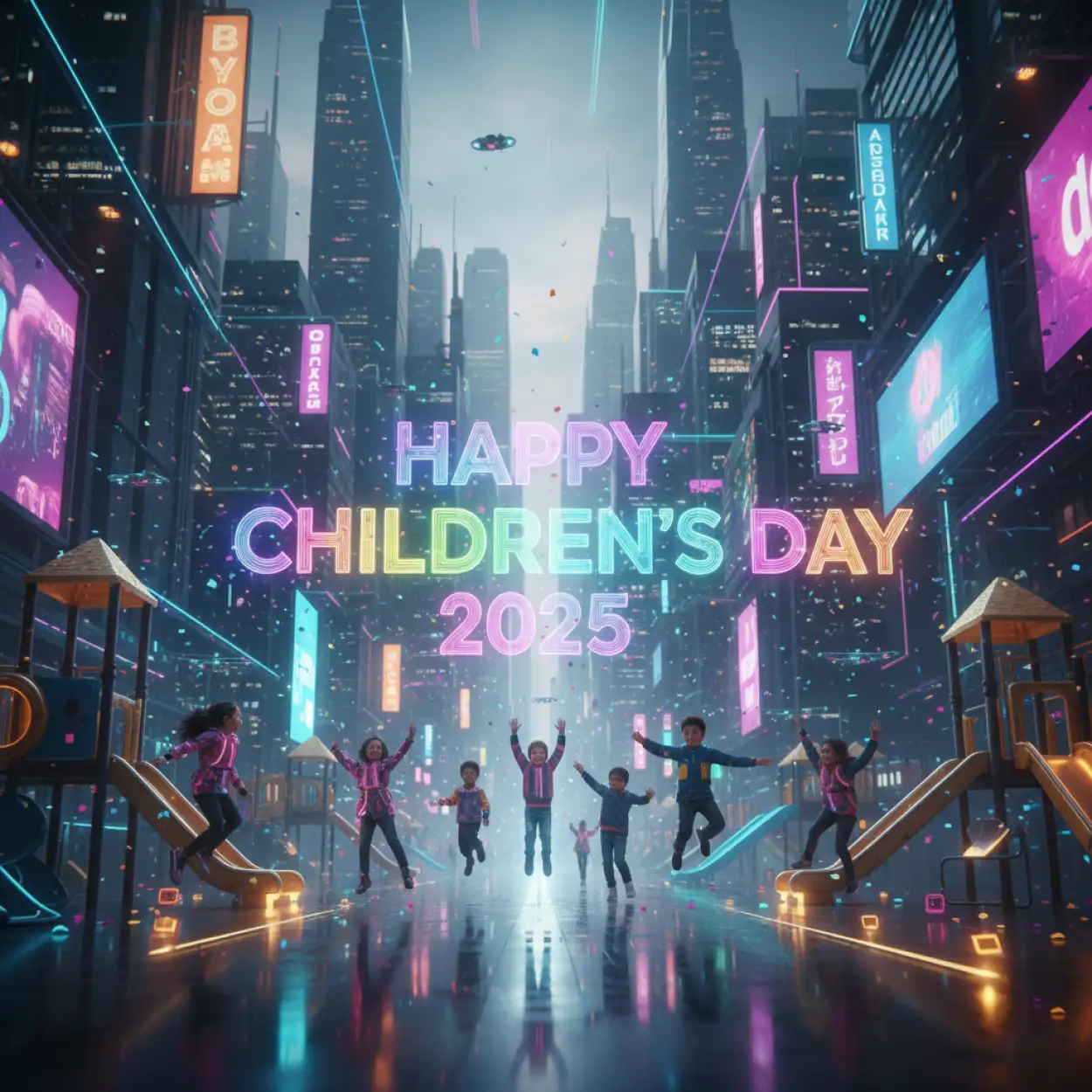 Free Download Happy Childrens Day 2025 Greeting Card Design Free - High Quality Happy Childrens Day 2025 Image