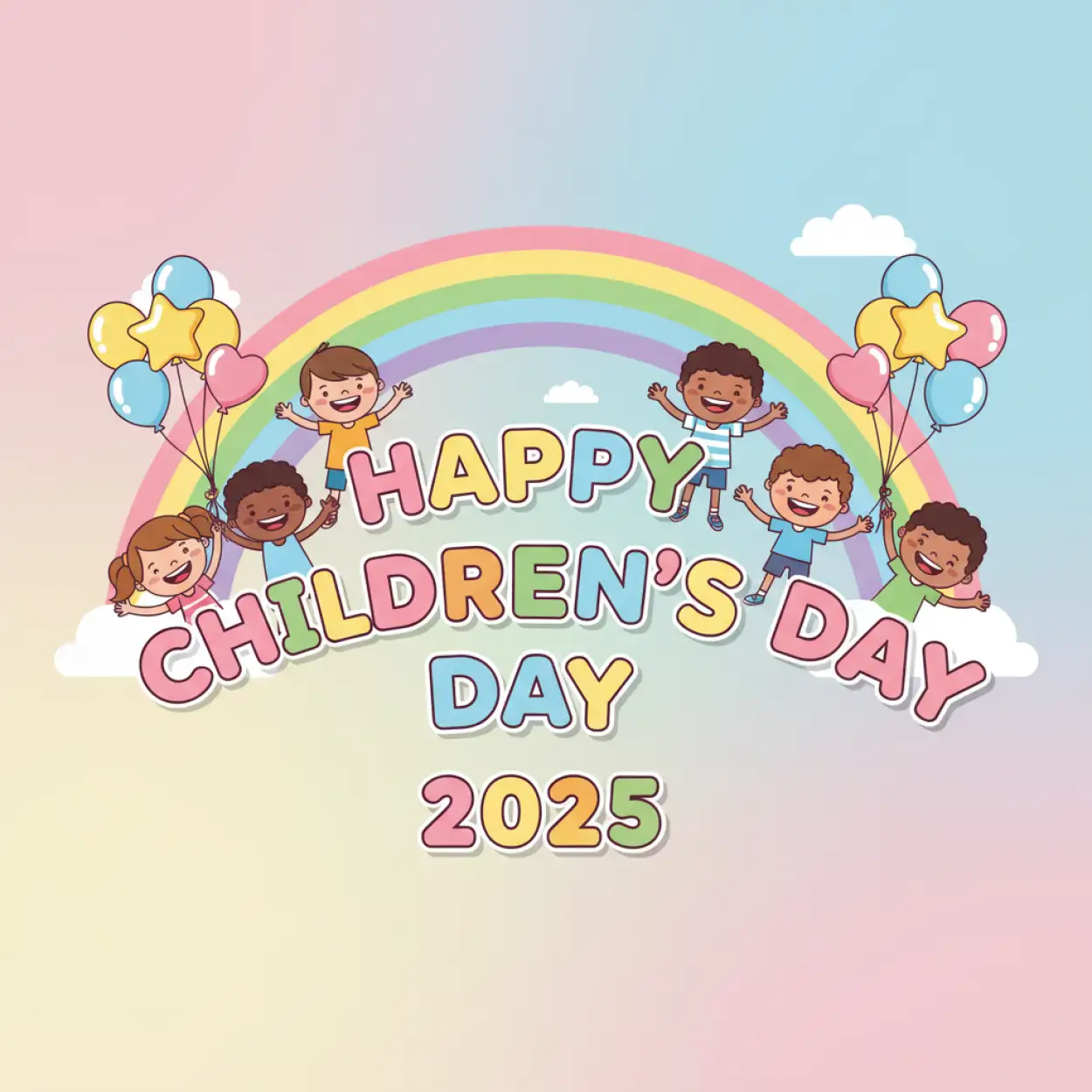 Free Download Happy Childrens Day 2025 Png Text Typography - High Quality Happy Childrens Day 2025 Transparent PNG
