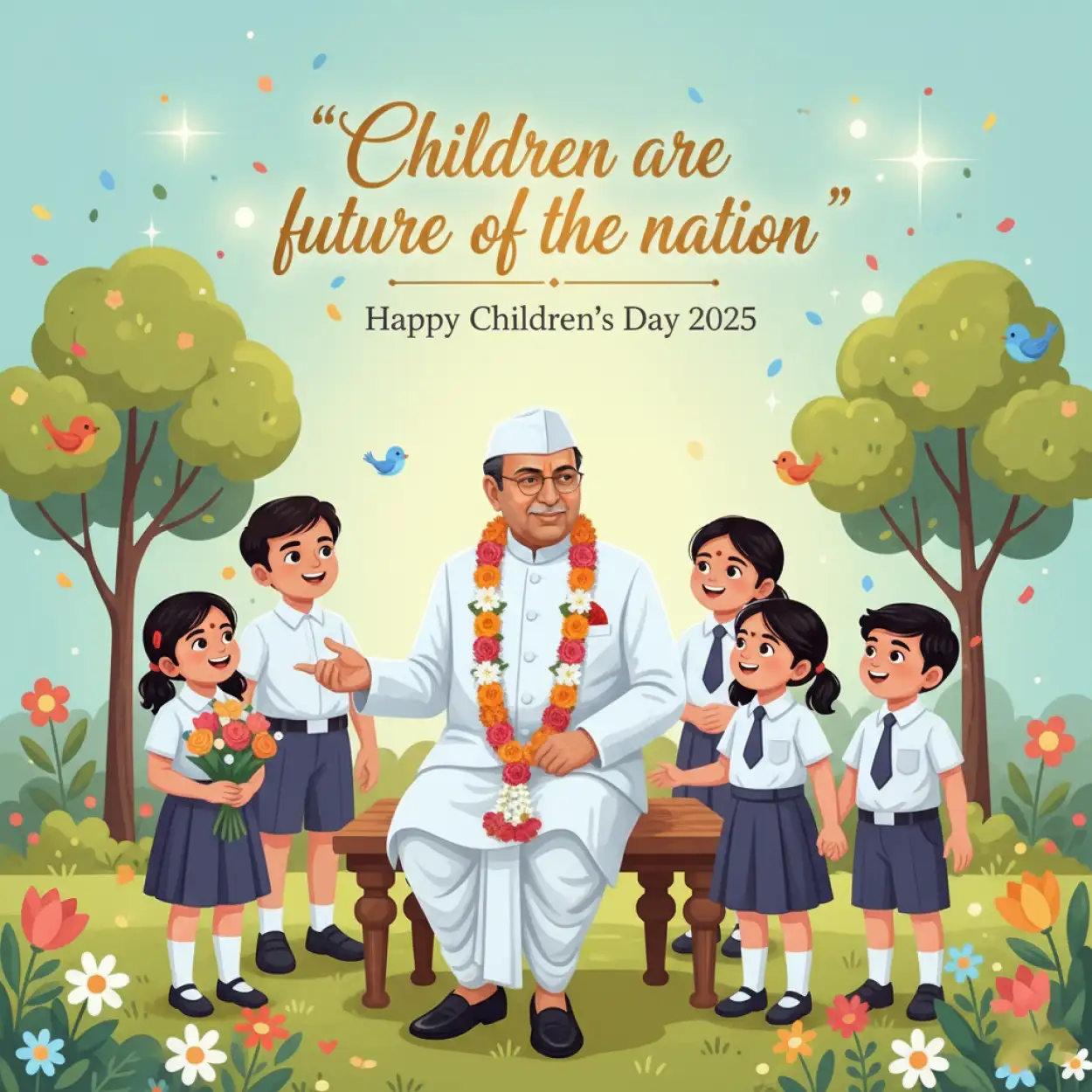 Free Download Happy Childrens Day 2025 Poster Slogan In Hindi And English - High Quality Happy Childrens Day 2025 Image