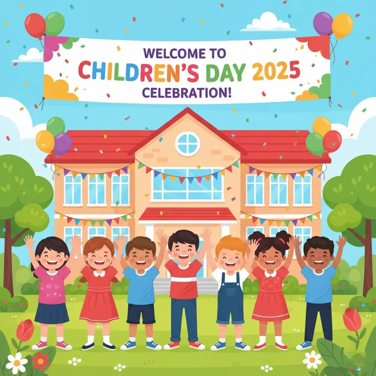 Free Download Happy Childrens Day 2025 Transparent Background Image - High Quality Happy Childrens Day 2025 Background Image