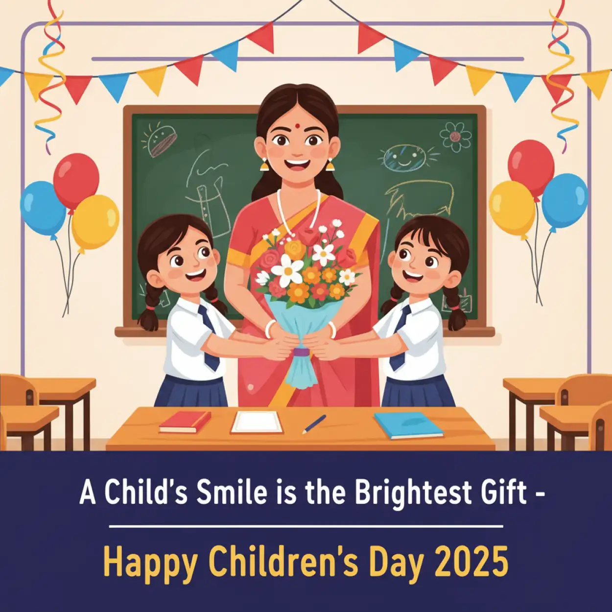 Free Download Happy Childrens Day 2025 Wishes From Principal - High Quality Happy Childrens Day 2025 Image
