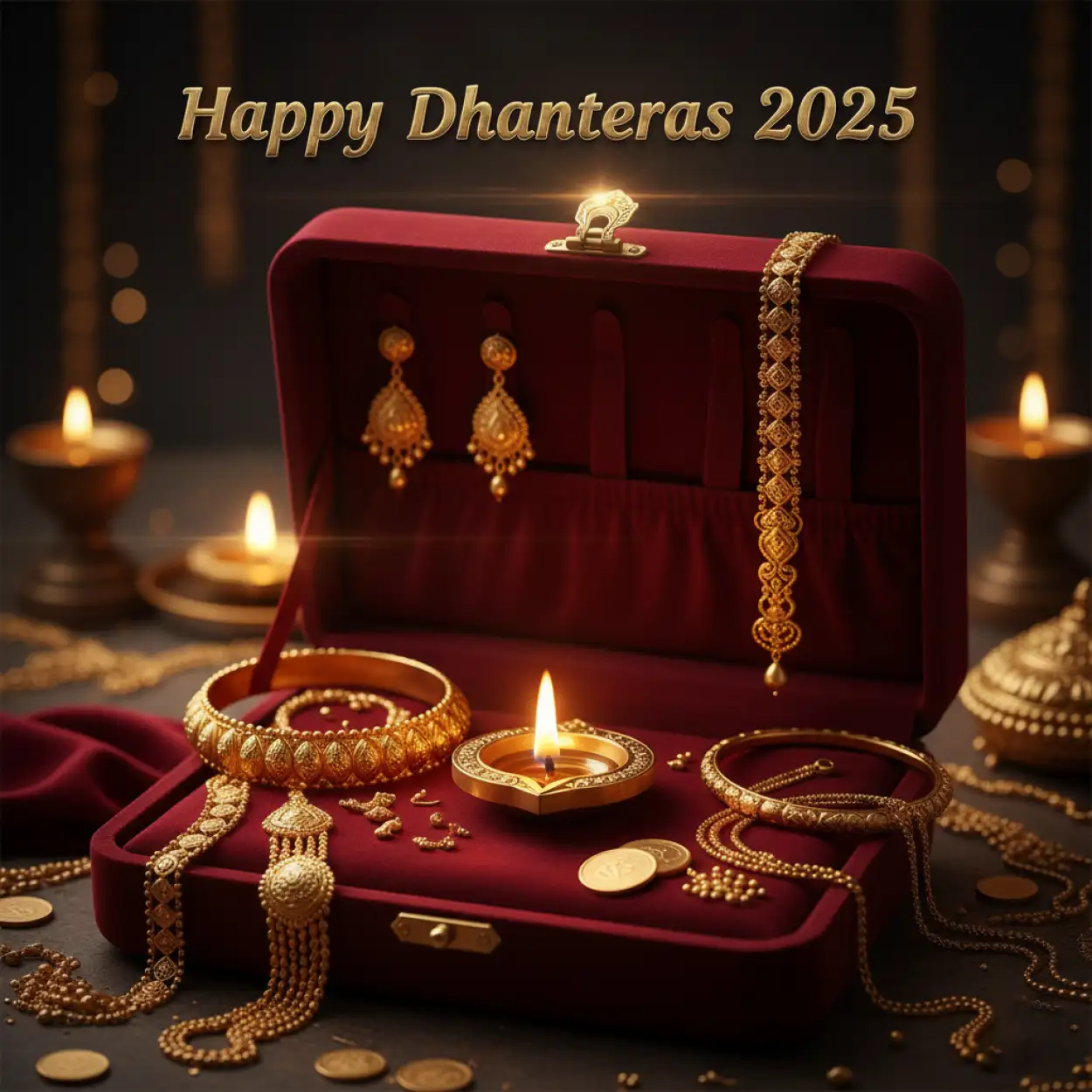Free Download Happy Dhanteras 2025 Photo With Diya Light - High Quality Happy Dhanteras 2025 Background