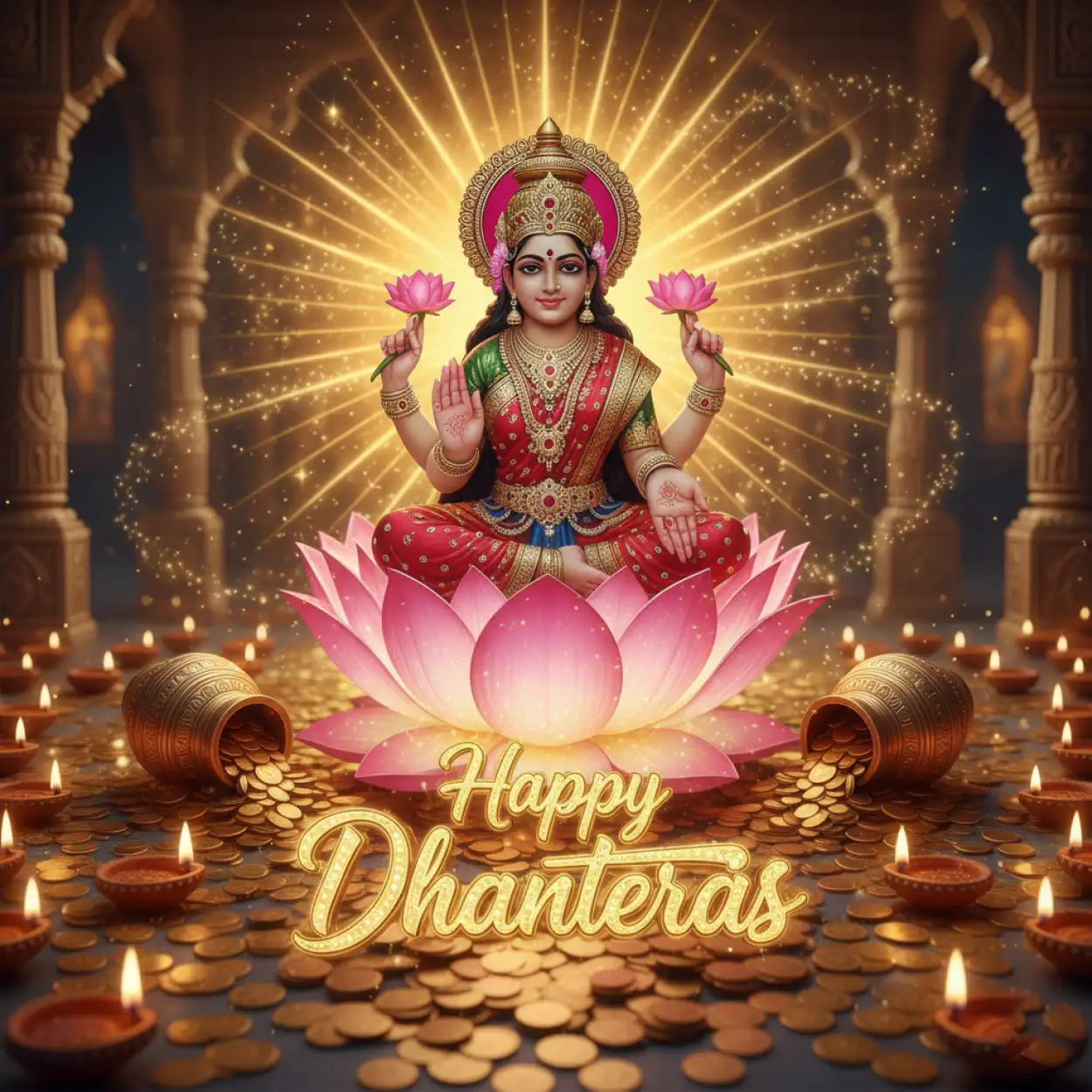 Free Download Happy Dhanteras Wishes With Goddess Lakshmi Photo - High Quality Happy Dhanteras Image