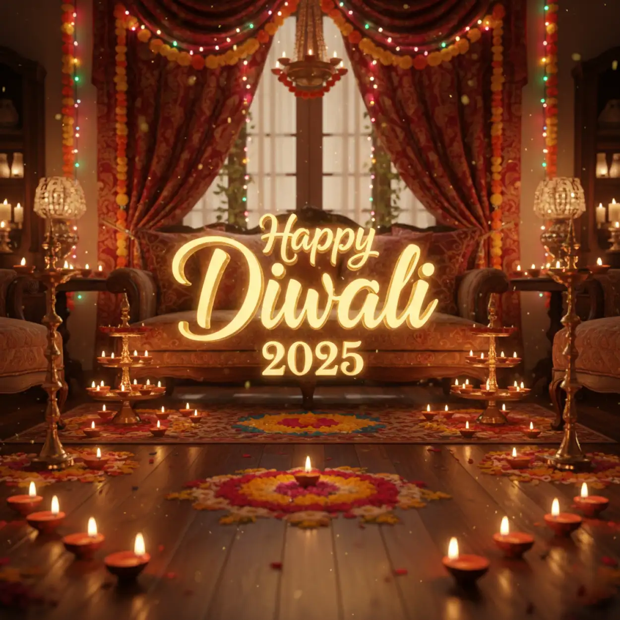 Free Download Happy Diwali 2025 Decoration Ideas With Lights And Flowers - High Quality Happy Diwali 2025 Image