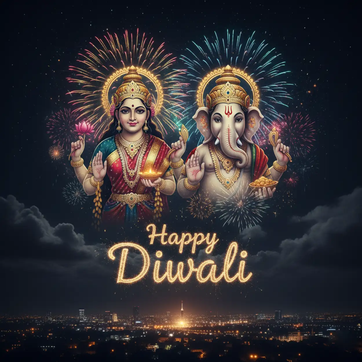 Free Download Happy Diwali Greetings 2025 With Goddess Lakshmi And Lord Ganesha - High Quality Happy Diwali Greetings 2025 Background