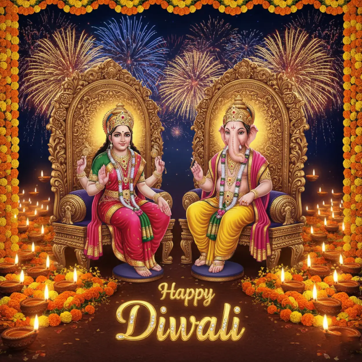 Happy Diwali Lakshmi Ganesh Photo With Diya Light - Royalty Free Happy Diwali With Lakshmi Image | Pngmagic Free Download Happy Diwali Lakshmi Ganesh Photo With Diya Light - High Quality Happy Diwali With Lakshmi Background