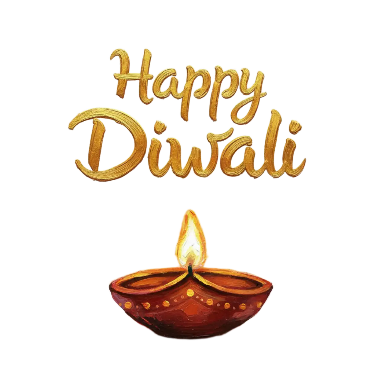 Free Download Happy Diwali Png Lettering With Diya Lamp - High Quality Happy Diwali Png PNG Image
