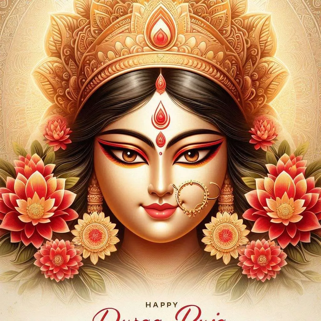 Free Download Happy Durga Puja 2024 Festive Wishes For Family - High Quality Happy Durga Puja Image