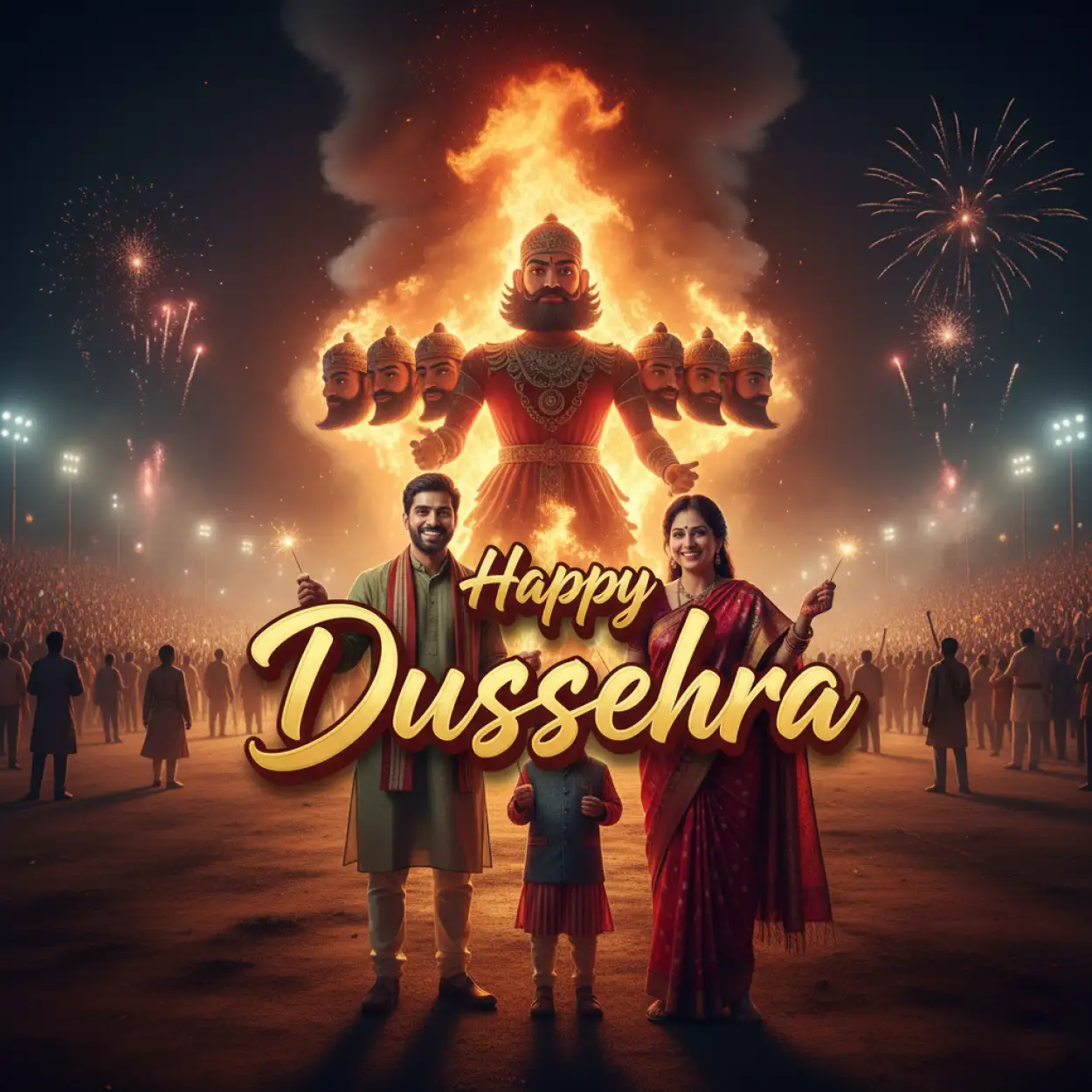 Free Download Happy Dussehra Burning Ravana Image Hd - High Quality Happy Dussehra Image
