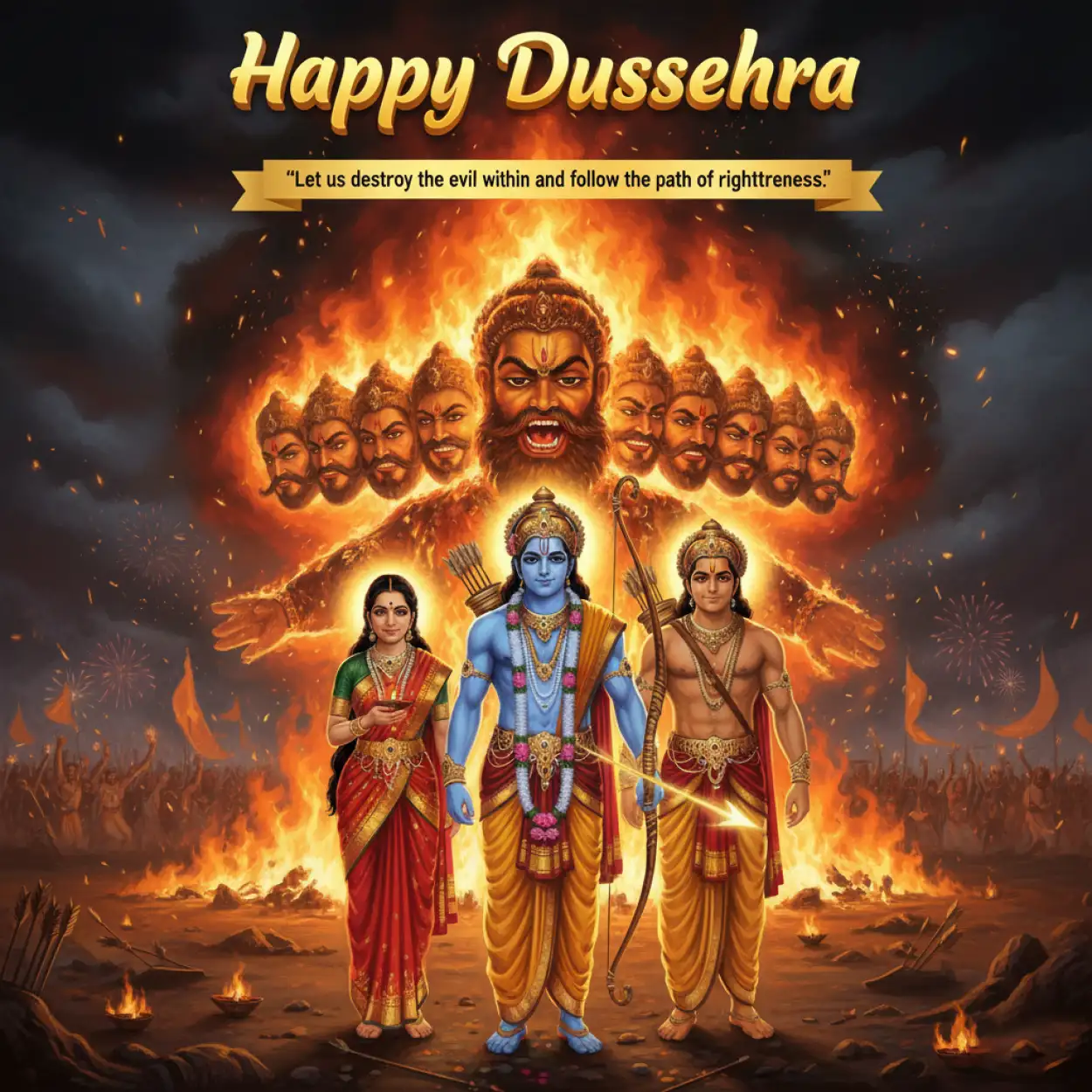 Free Download Happy Dussehra Quotes For Students In English - High Quality Happy Dussehra With Quotes Image