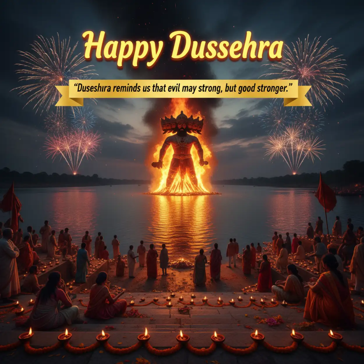 Free Download Happy Dussehra Quotes With Ganesha Blessings - High Quality Happy Dussehra With Quotes Image