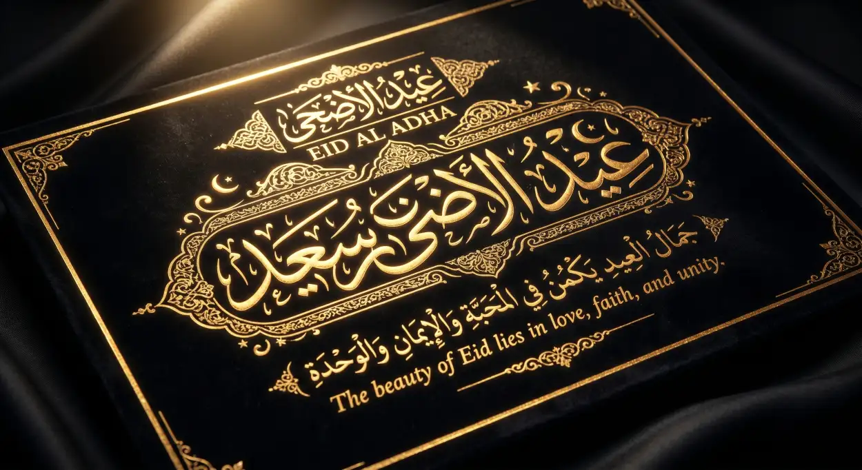 Free Download Happy Eid Al Adha Gold Typography Quotes - High Quality Happy Eid Al Adha With Quotes Image
