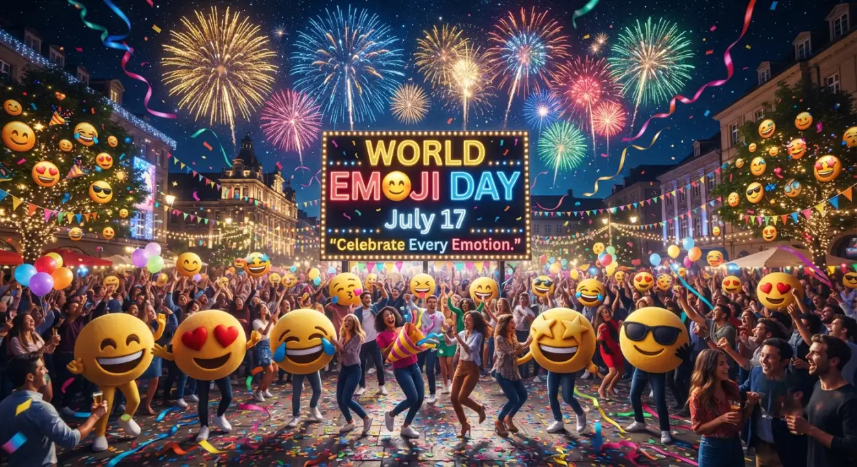 Free Download Happy Emoji Celebration Poster - High Quality World Emoji Day Poster 2026 Image