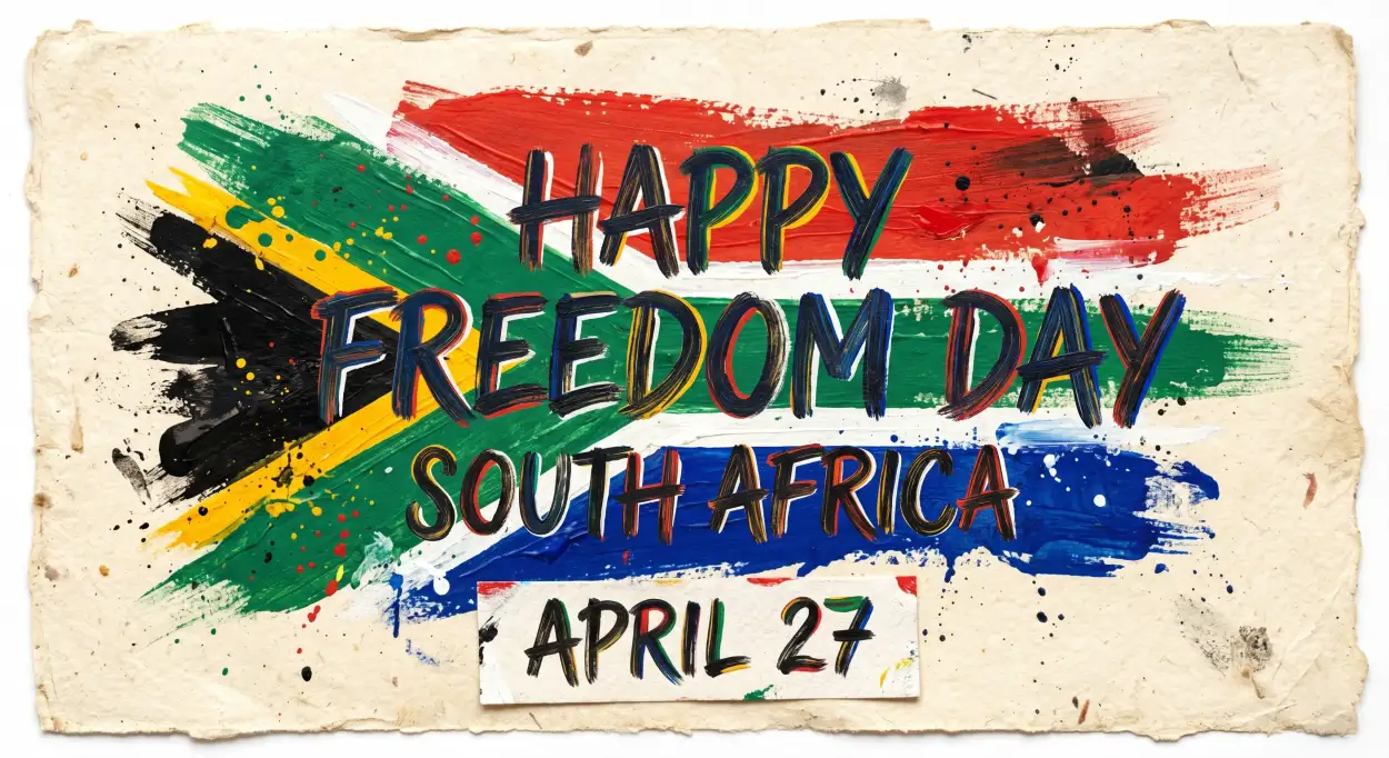 Free Download Happy Freedom Day South Africa Typography Design Text 2026 - High Quality Happy Freedom Day South Africa Wishes 2026 Image