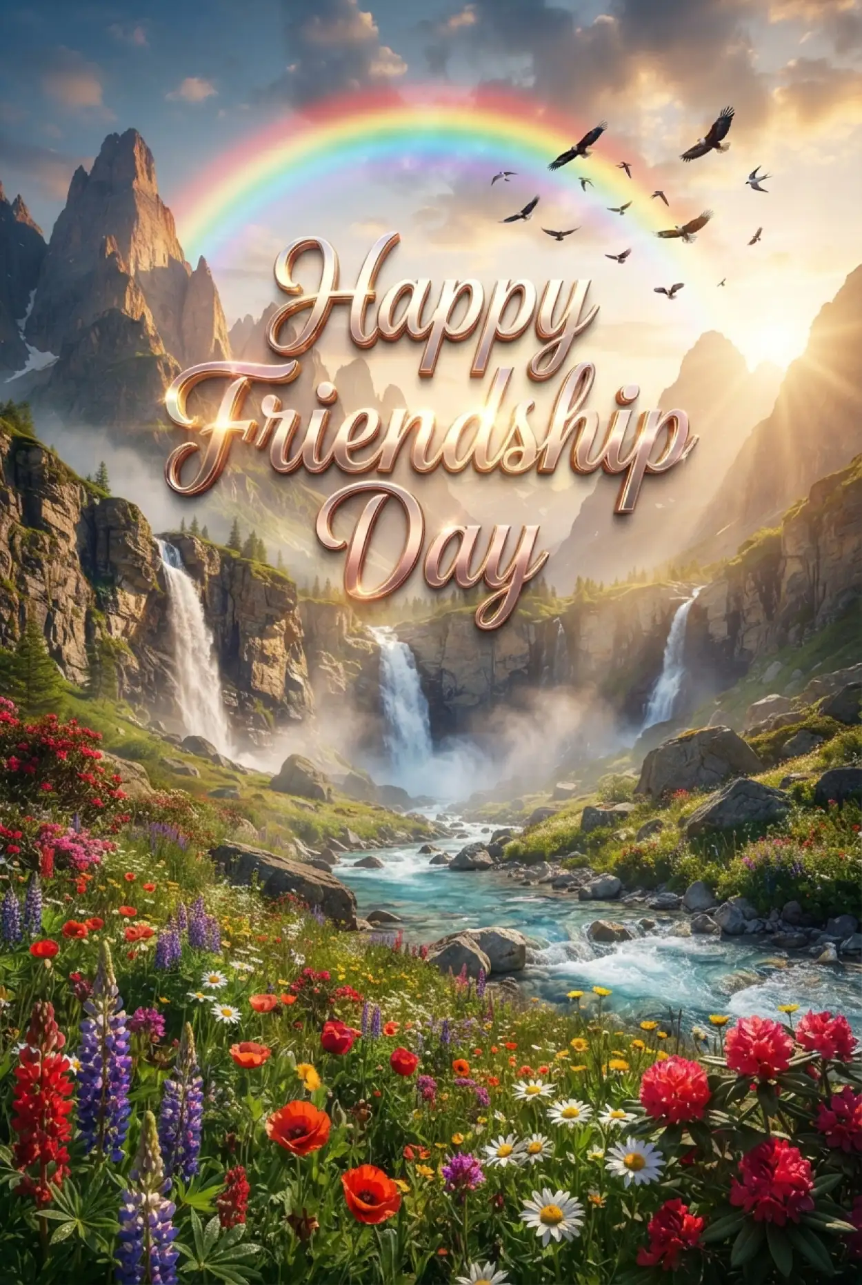 Free Download Happy Friendship Day 2026 With Flowers - High Quality Happy Friendship Day 2026 Image