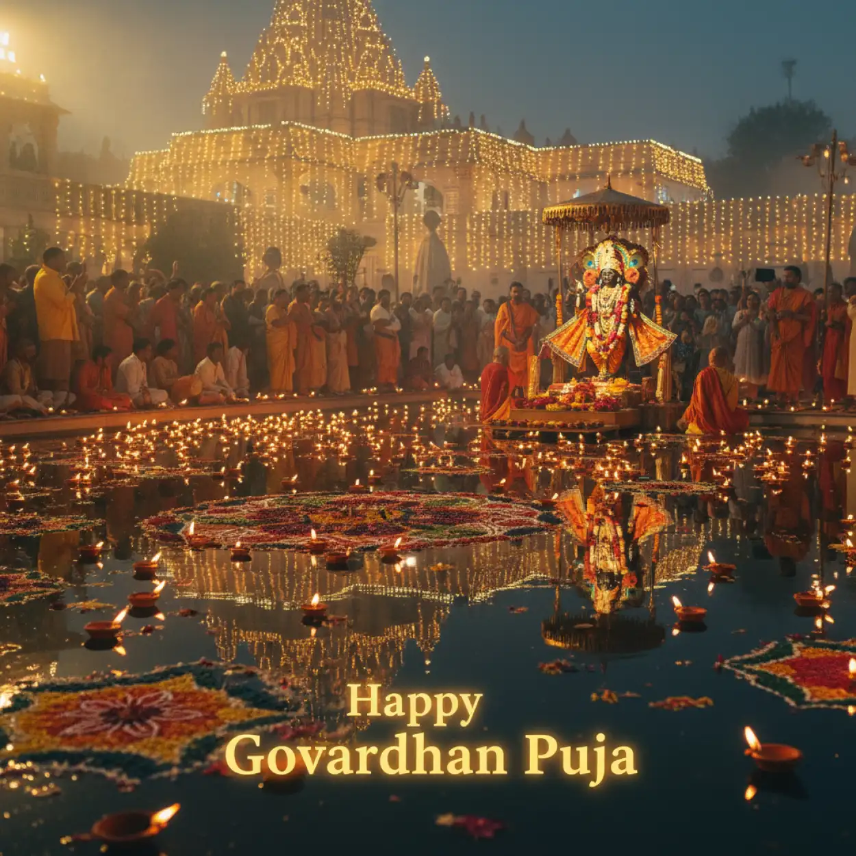 Free Download Happy Govardhan Puja 2025 Banner Design In Vector Style - High Quality Happy Govardhan Puja Background