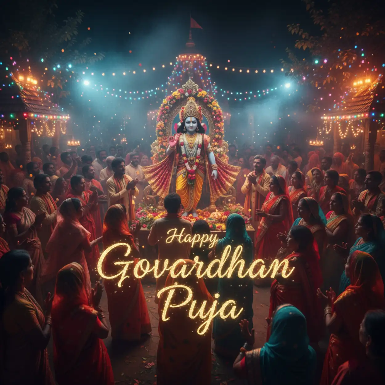 Free Download Happy Govardhan Puja Poster Background For Photoshop - High Quality Happy Govardhan Puja Background