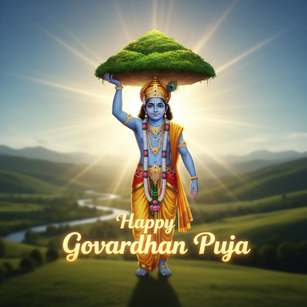 Free Download Happy Govardhan Puja Shri Krishna Temple Decoration Ideas - High Quality Happy Govardhan Puja Image