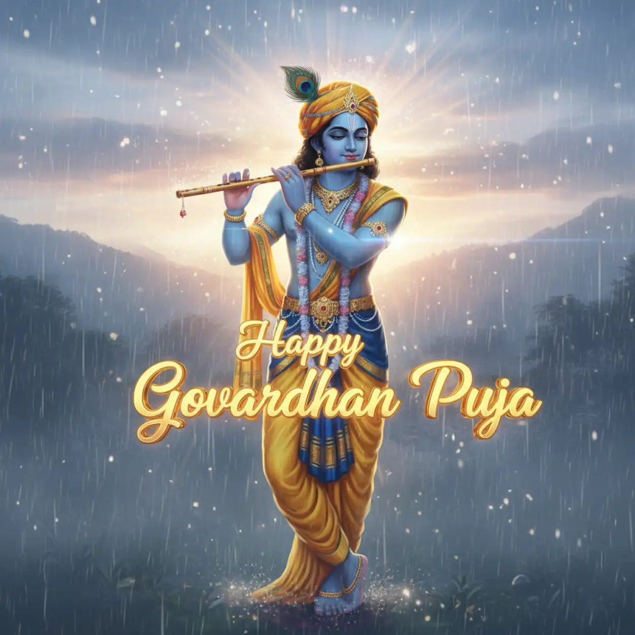 Free Download Happy Govardhan Puja Wishes Photo With Your Name - High Quality Happy Govardhan Puja Background