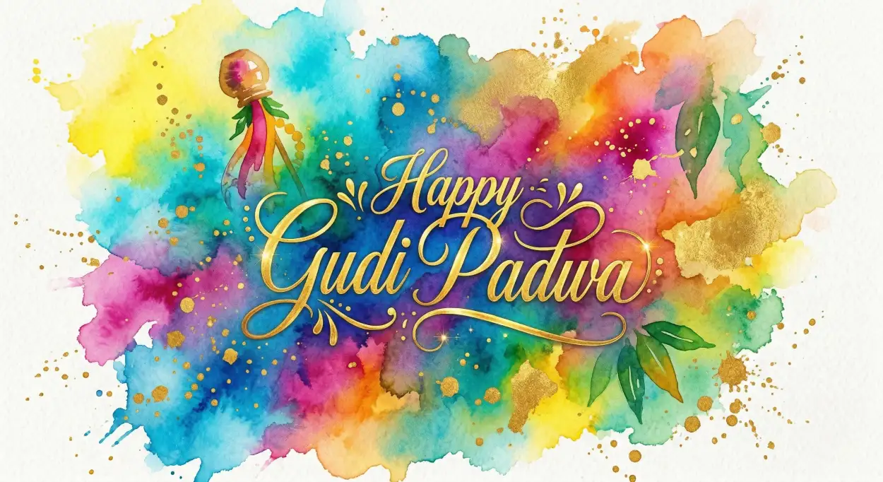 Free Download Happy Gudi Padwa Wishes Calligraphy Text Images - High Quality Happy Gudi Padwa Wishes Image