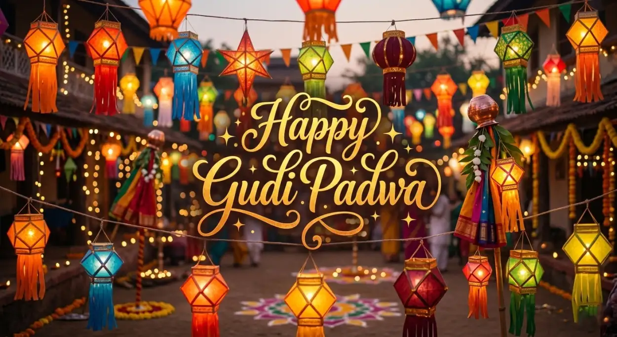 Free Download Happy Gudi Padwa Wishes Colorful Festival Greeting - High Quality Happy Gudi Padwa Wishes Image