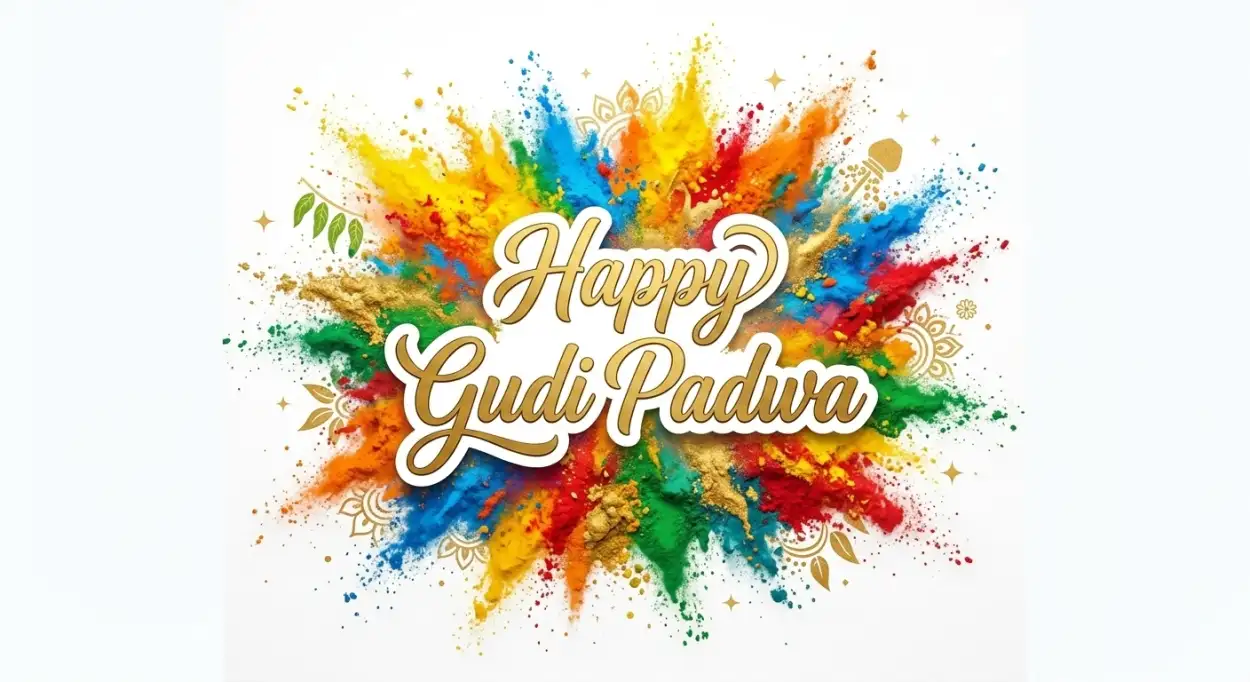 Free Download Happy Gudi Padwa Wishes Colorful Greeting Background - High Quality Happy Gudi Padwa Wishes Background Image