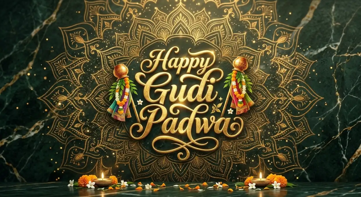 Free Download Happy Gudi Padwa Wishes Creative Greeting Design - High Quality Happy Gudi Padwa Wishes Image