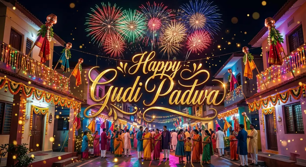 Free Download Happy Gudi Padwa Wishes Festival Celebration Poster - High Quality Happy Gudi Padwa Wishes Image