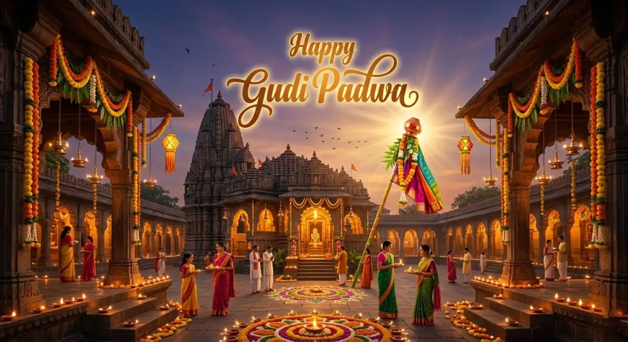 Free Download Happy Gudi Padwa Wishes Festive Greeting Message - High Quality Happy Gudi Padwa Wishes Image
