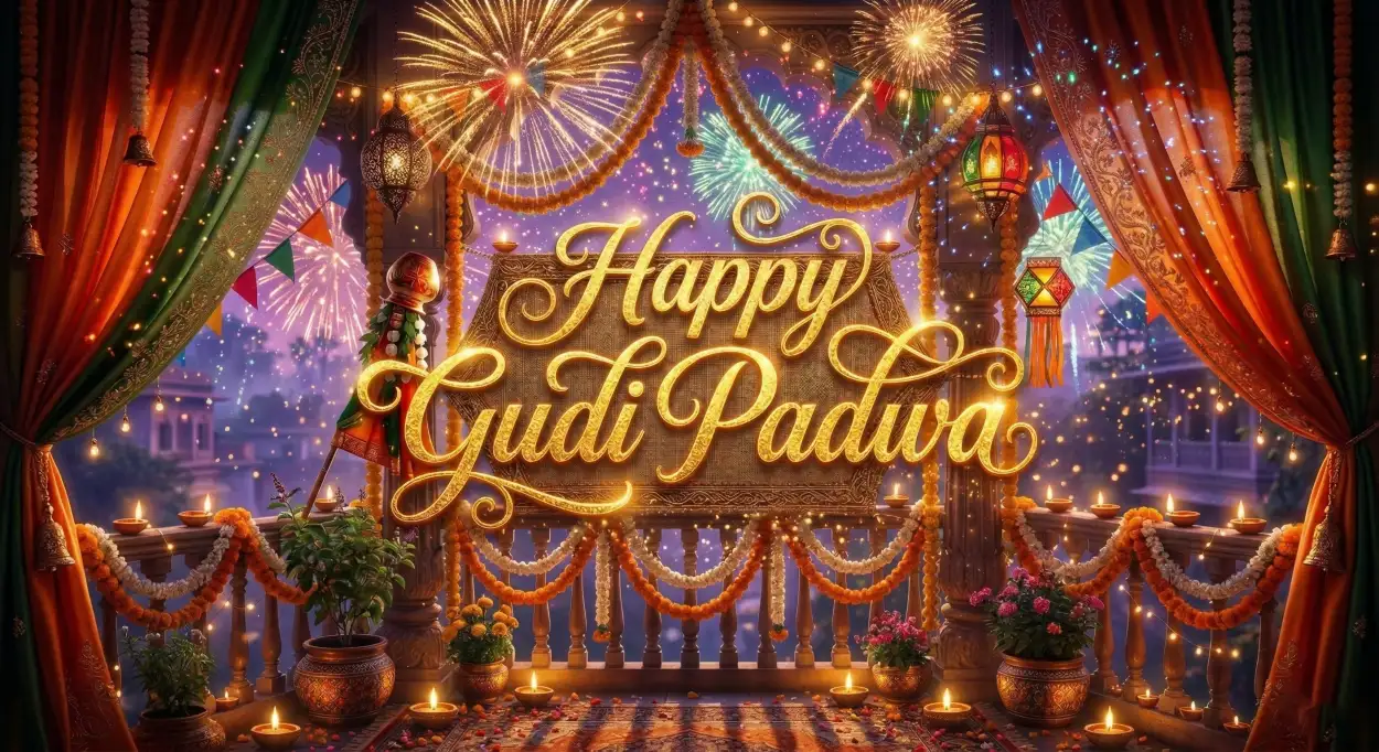Free Download Happy Gudi Padwa Wishes Hd Celebration Background - High Quality Happy Gudi Padwa Wishes Background Image