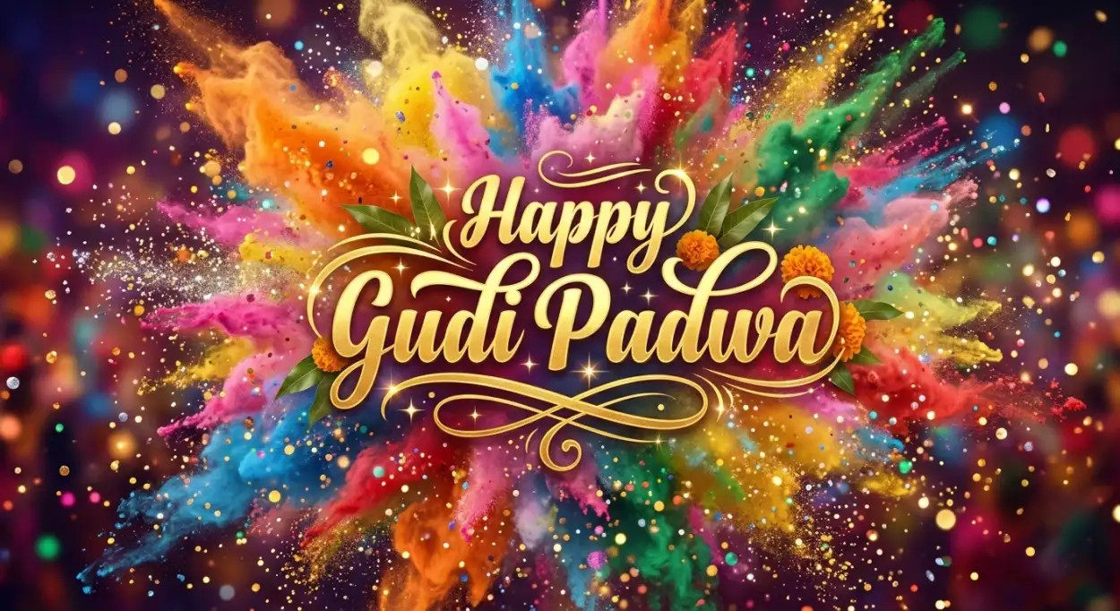Free Download Happy Gudi Padwa Wishes Marathi Festival Greeting Banner - High Quality Happy Gudi Padwa Wishes Image
