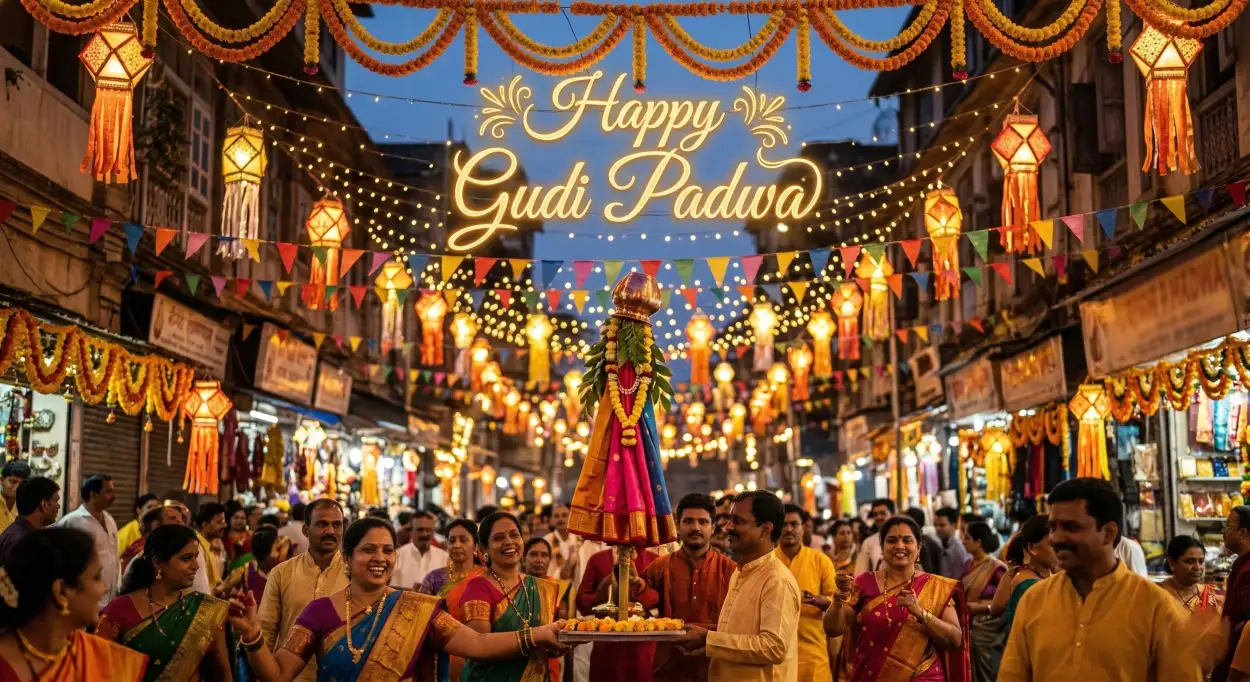 Free Download Happy Gudi Padwa Wishes Social Media Greeting Poster - High Quality Happy Gudi Padwa Wishes Image