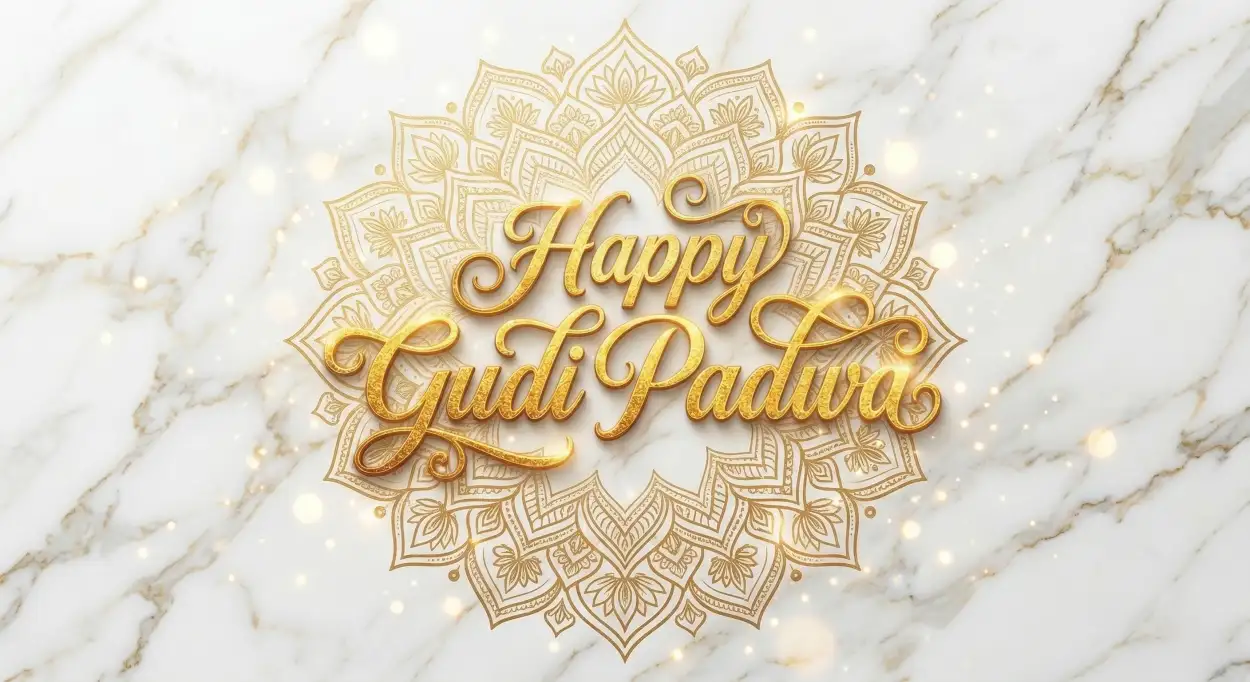Free Download Happy Gudi Padwa Wishes Stylish Typography Design - High Quality Happy Gudi Padwa Wishes Image