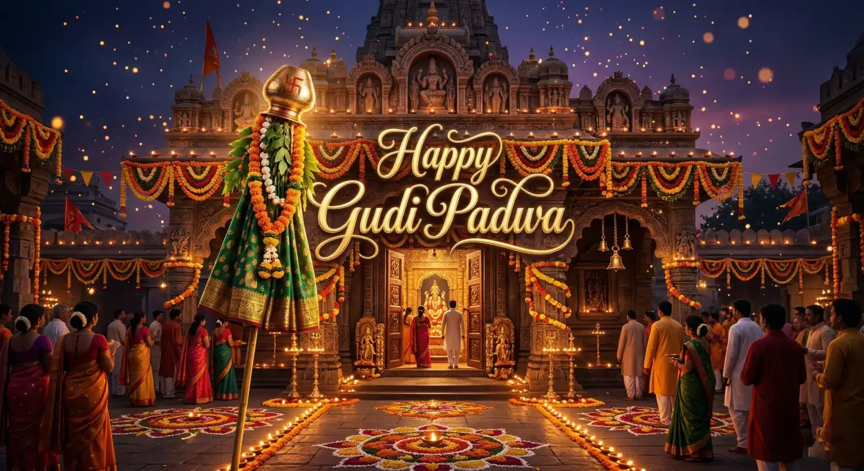 Free Download Happy Gudi Padwa Wishes Traditional Festival Poster - High Quality Happy Gudi Padwa Wishes Image
