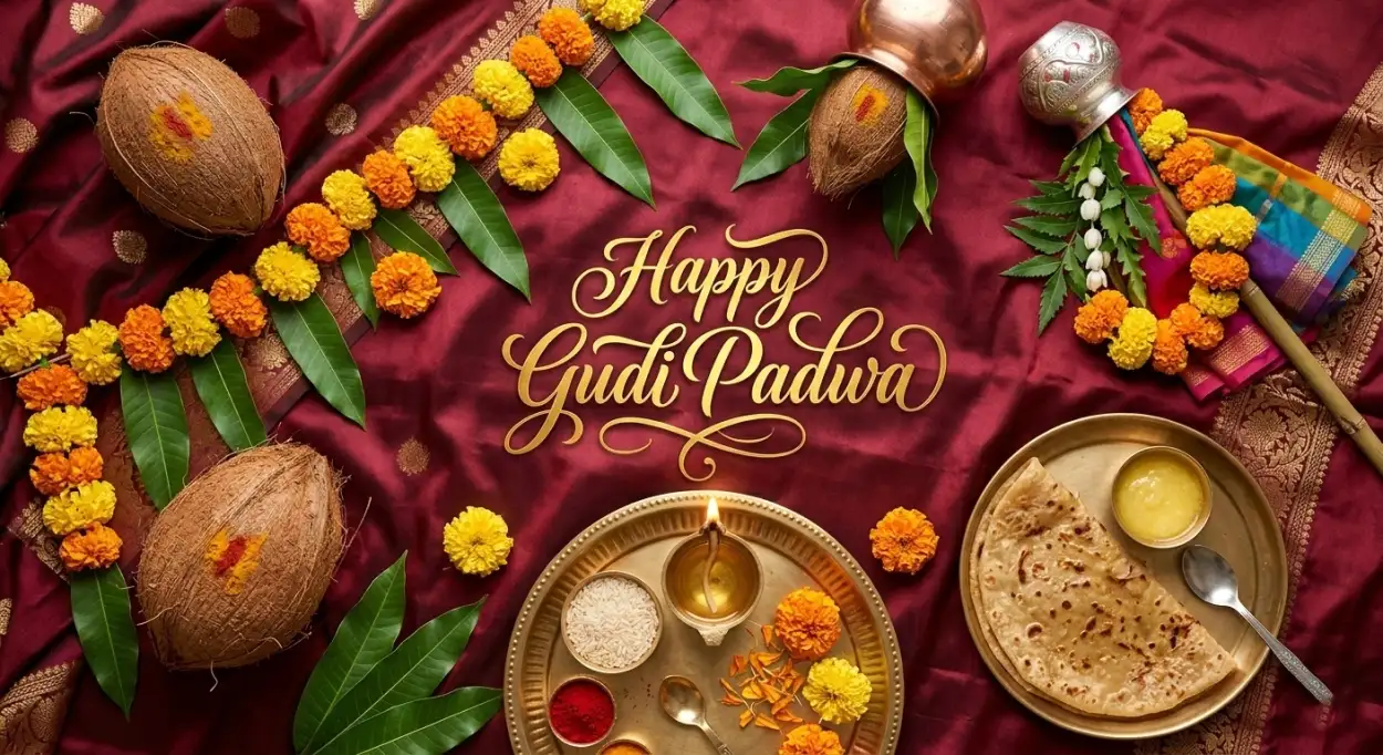 Free Download Happy Gudi Padwa Wishes Traditional Indian Festival Greeting - High Quality Happy Gudi Padwa Wishes Image