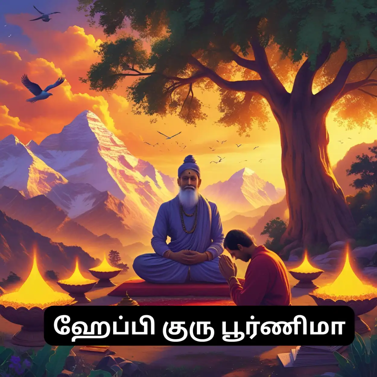 Free Download Happy Guru Purnima Tamil Greetings - High Quality Happy Guru Purnima Background
