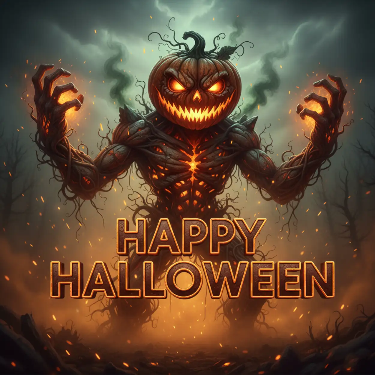 Free Download Happy Halloween Glowing Pumpkin Wallpaper - High Quality Happy Halloween Background