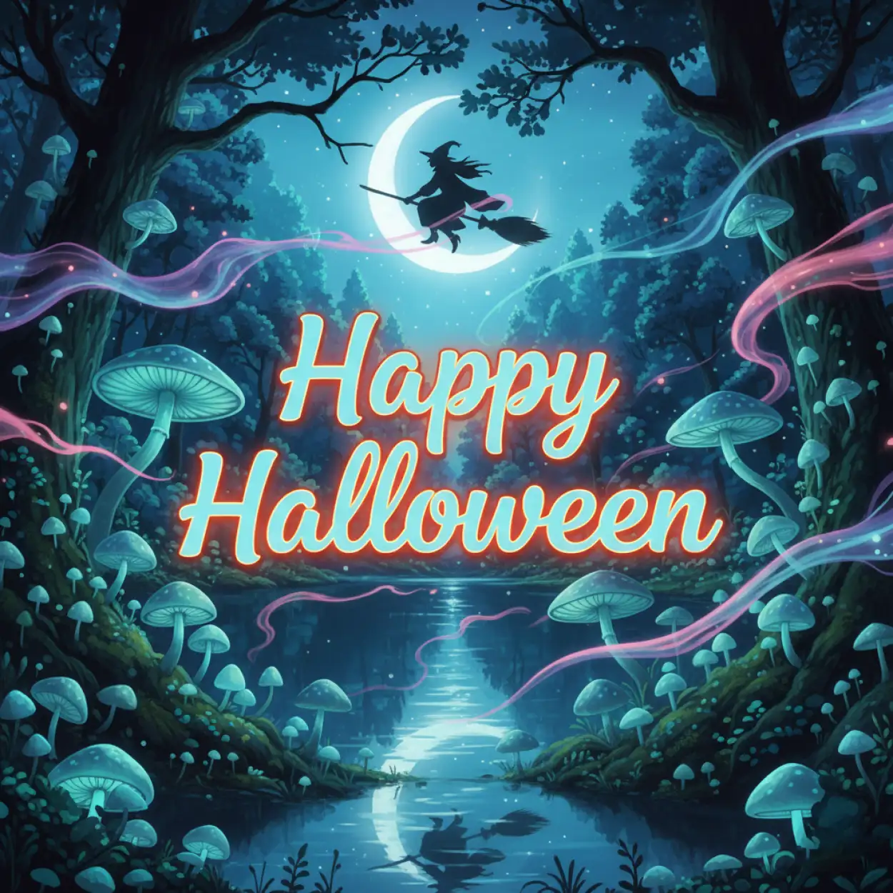 Free Download Happy Halloween Witch Flying Background - High Quality Happy Halloween Background