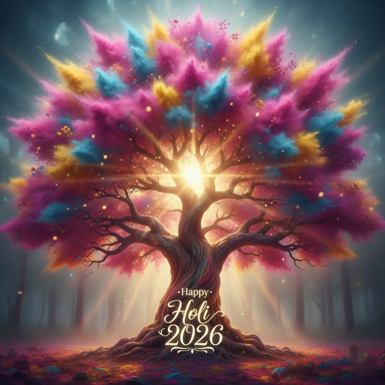 Free Download Happy Holi 2026 Greeting Card Artistic Painting Style 2 - High Quality Happy Holi Greeting Card 2026 Image