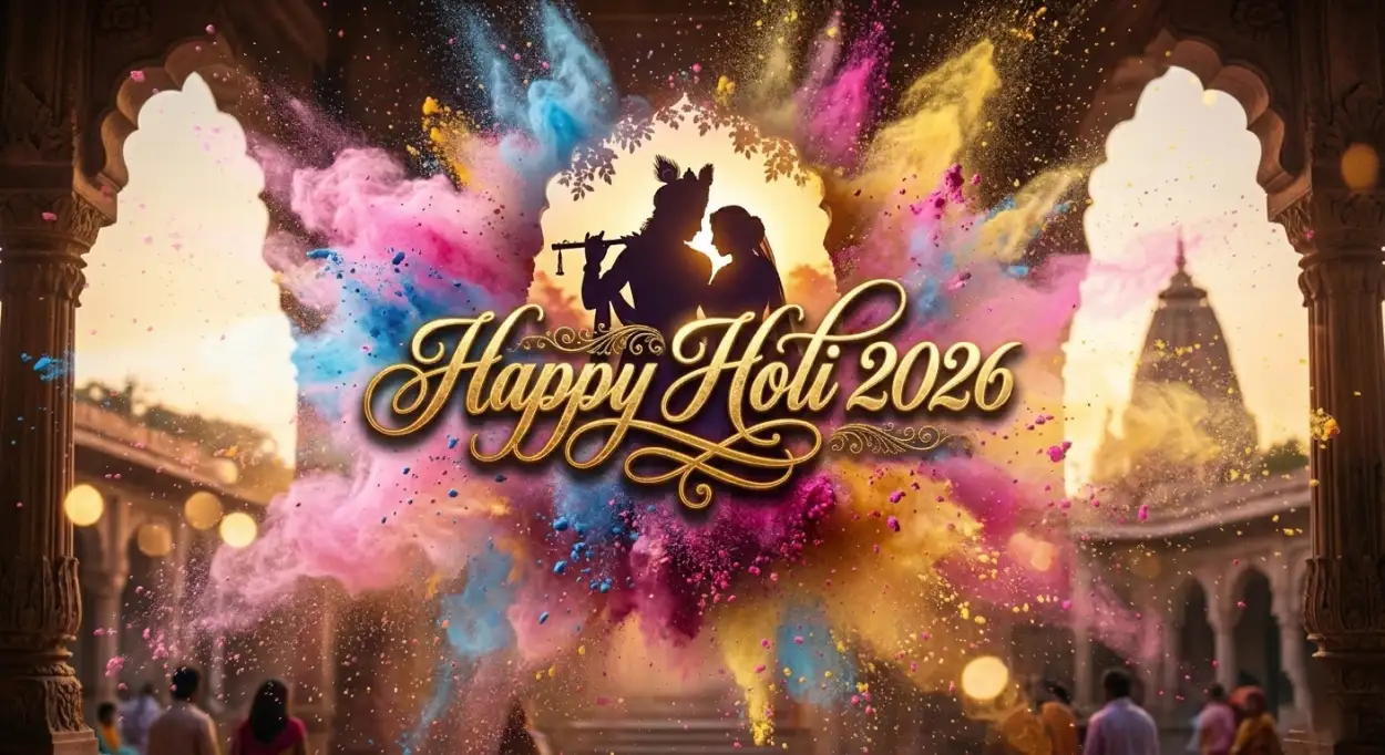 Free Download Happy Holi 2026 Greeting Card Banner Design 2 - High Quality Happy Holi Greeting Card 2026 Image