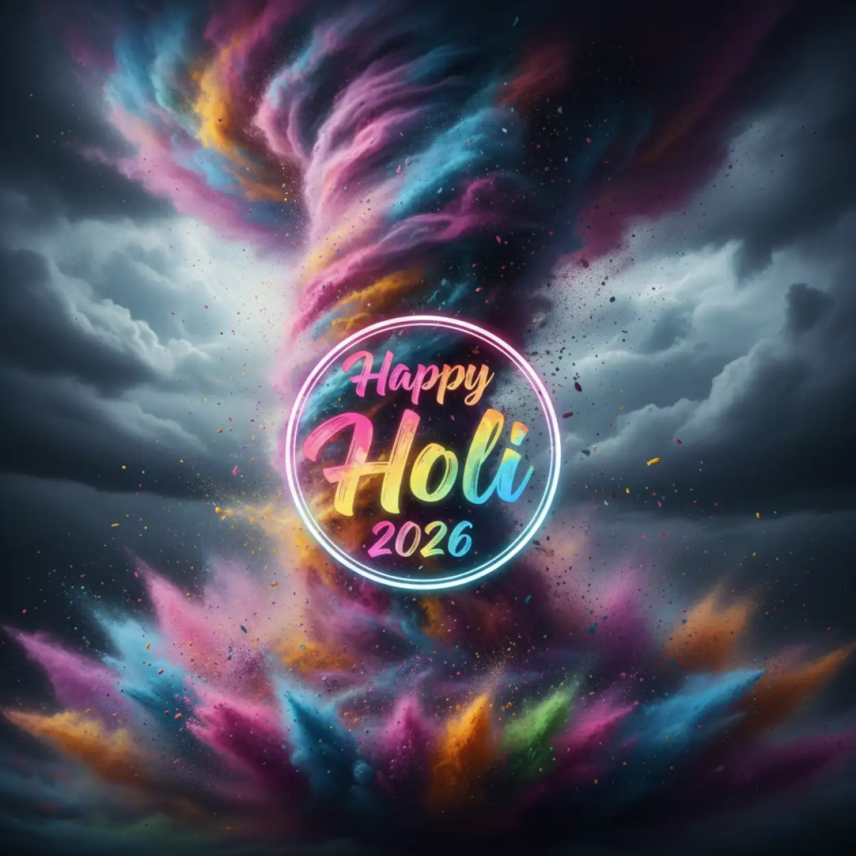 Free Download Happy Holi 2026 Greeting Card Colorful Smoke Effect 2 - High Quality Happy Holi Greeting Card 2026 Image