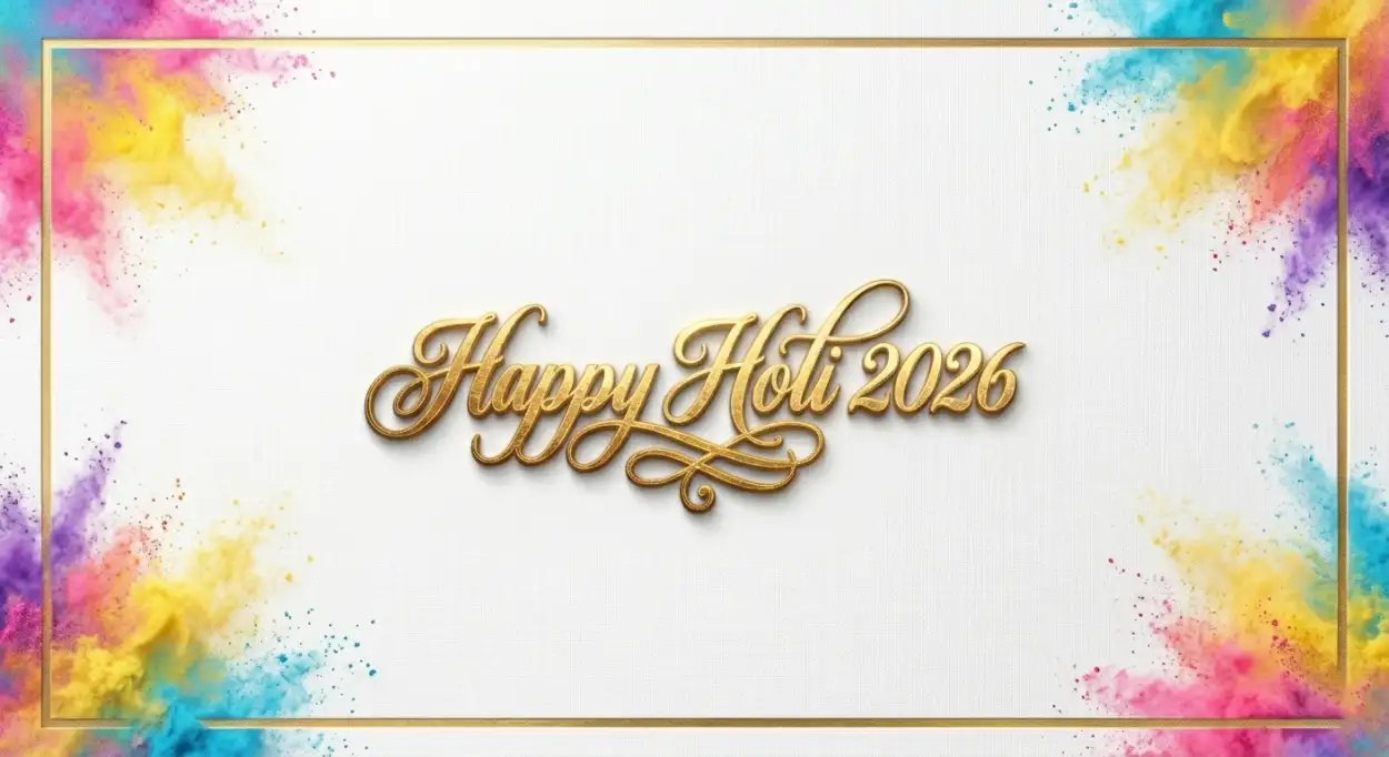 Free Download Happy Holi 2026 Greeting Card Festive Typography 2 - High Quality Happy Holi Greeting Card 2026 Image