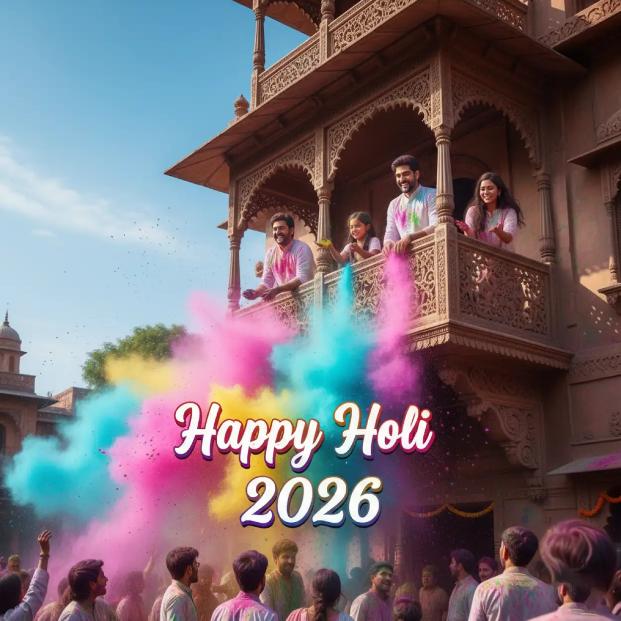 Free Download Happy Holi 2026 Greeting Card For Husband 2 - High Quality Happy Holi Greeting Card 2026 Image